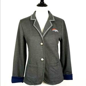 NFL Denver BRONCOS~Majestic Fan Fashion~Gray 2-Button Blazer Jacket~Women M~RARE